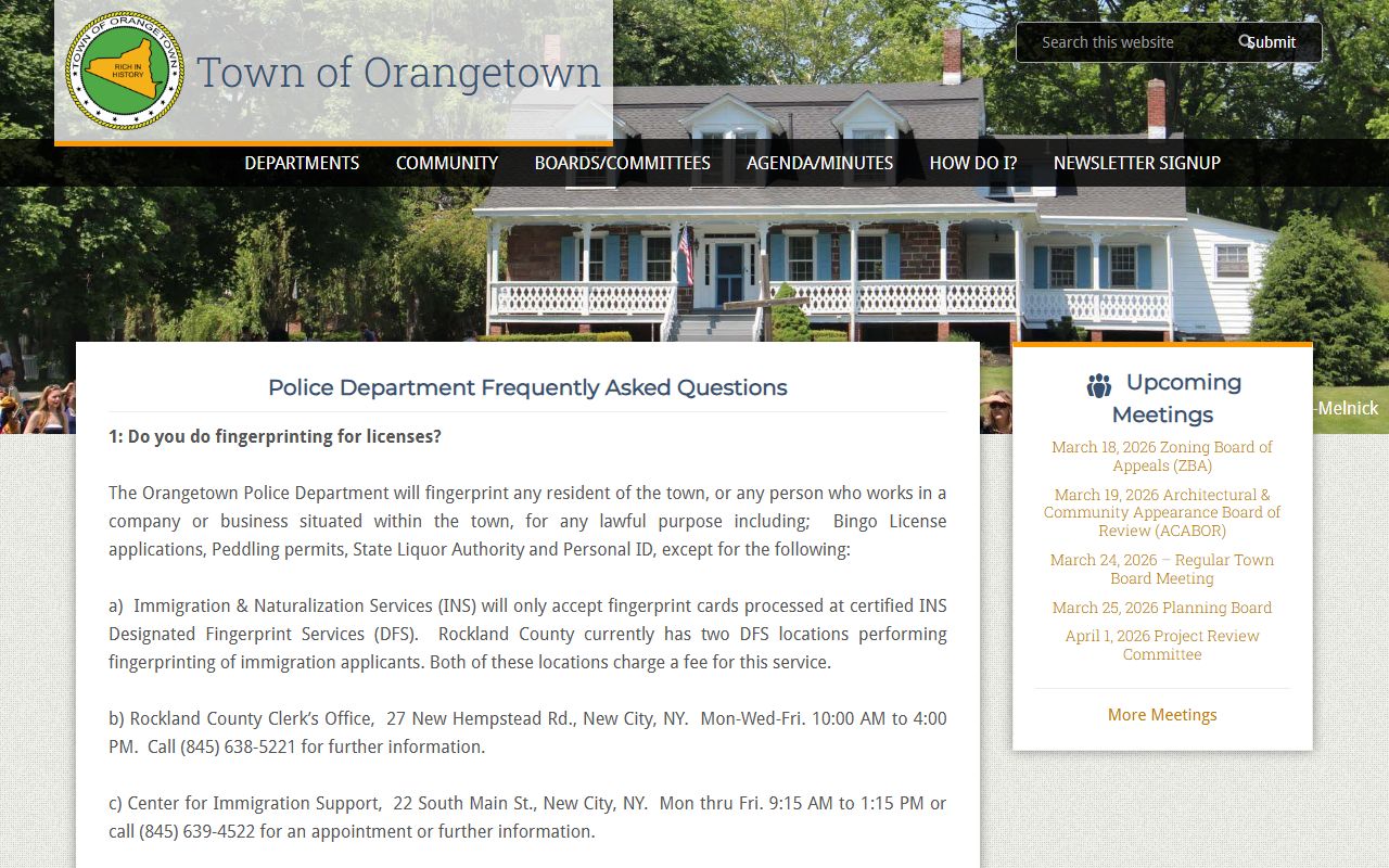 Orangetown police records resource in New York