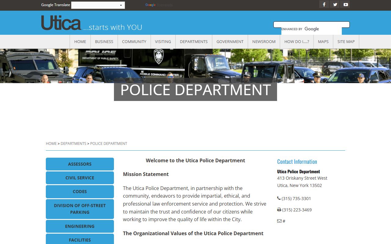 Utica police records resource in New York