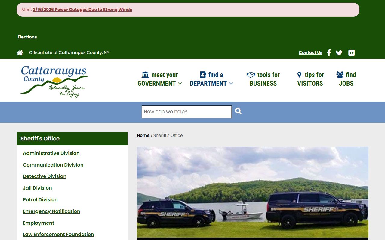 Cattaraugus County Sheriff's Office website for police records access