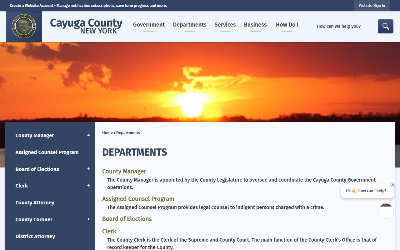 Cayuga County Sheriff's Office website for police records