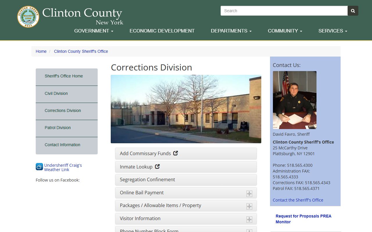 Clinton County Corrections Division for jail records