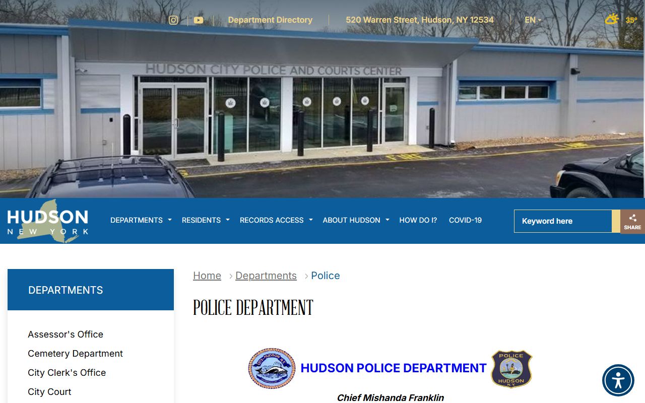 Hudson Police Department for Columbia County police records