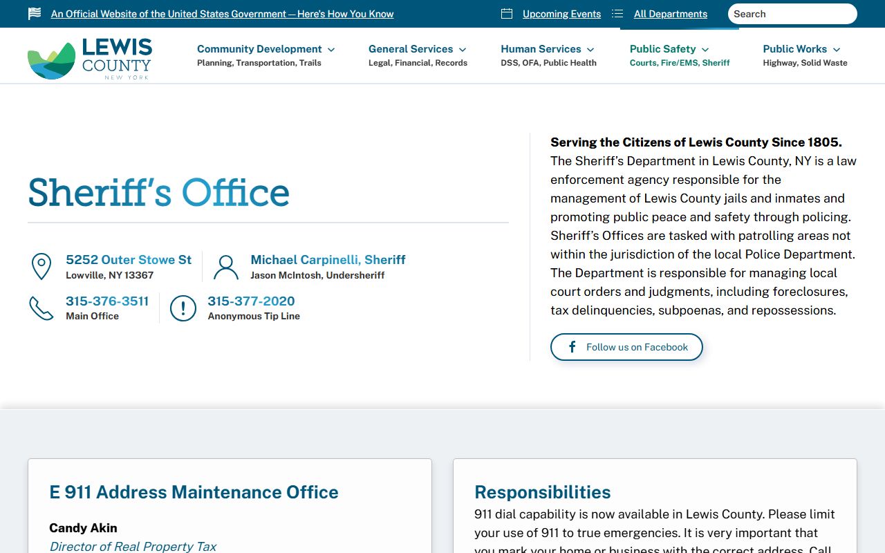 Lewis County Sheriff's Office for police records requests