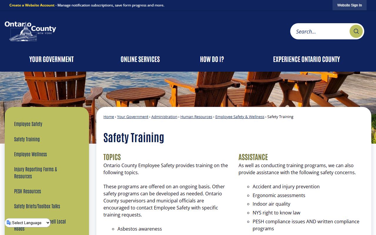 Ontario County Sheriff's Office website for police records requests