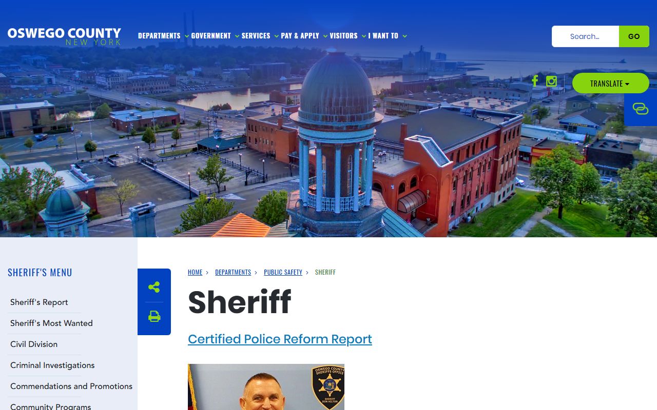 Oswego County Sheriff's Office website for police records requests