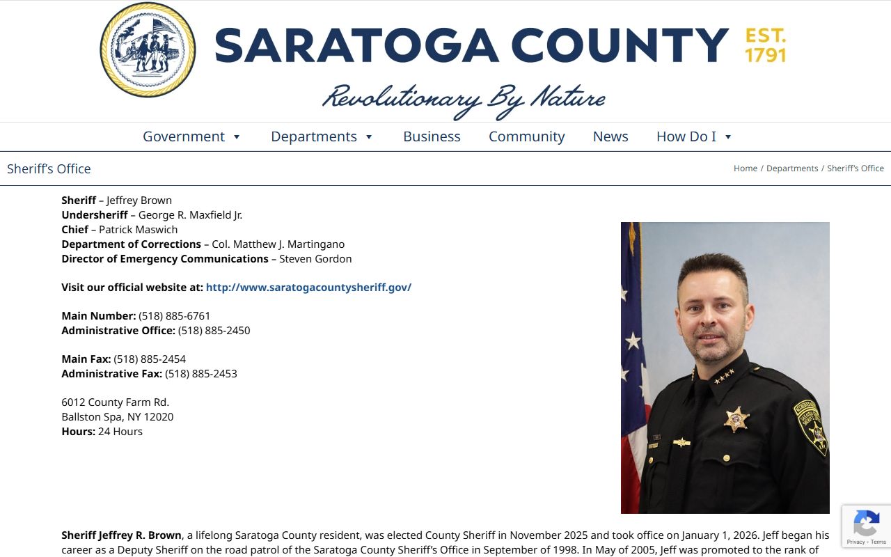 Saratoga County Sheriff's Office website for police records requests