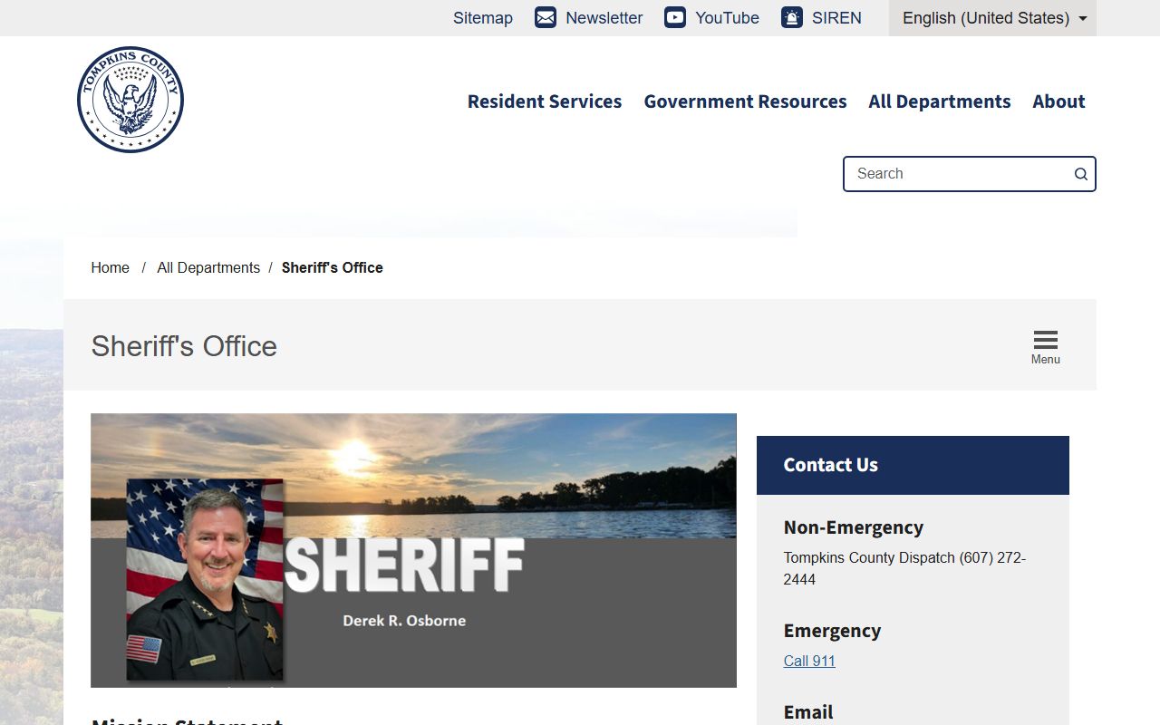 Tompkins County Sheriff's Office website for police records requests